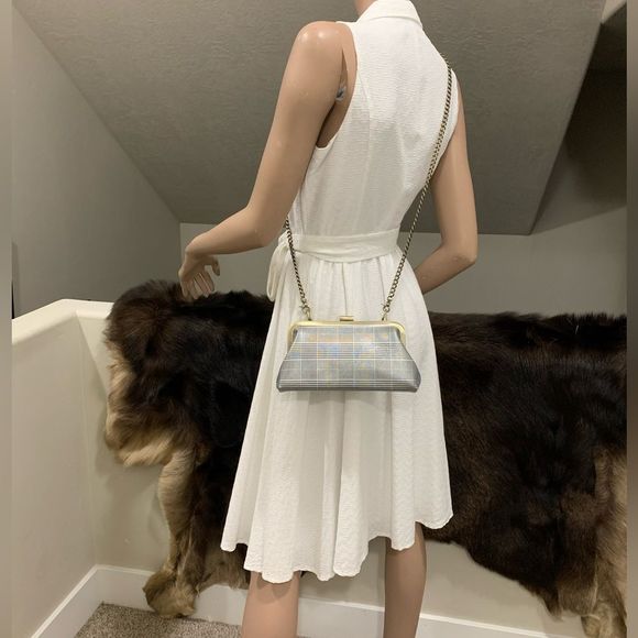 Handmade Genuine Leather Push-lock Clutch/Shoulder Bag/Crossbody & 2 Chains - Picture 10 of 16